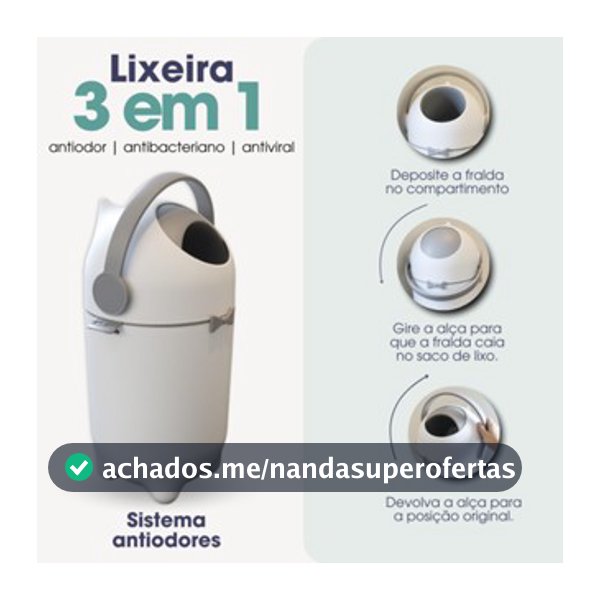 Lixeira Antiodor para quarto do Bebe, Banheiro, fraldas e Pet