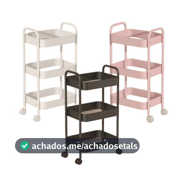 Carrinho Organizador De Aço Multiuso 3 Prateleiras Premium Rodízio 360º Cozinha Sala Banheiro Livros Decoração Moderna