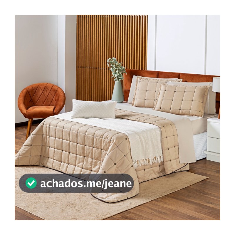 Kit Enxoval Lisboa 9 peças Completo Cobre Leito e Jogo de Lençol Casal Padrão