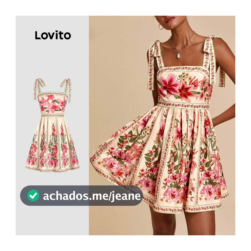 Lovito Férias Vestido Diário Lazer Escola Encontros E Viagens Com Cadarço Primavera/verão para Mulheres Bordado LBL32059