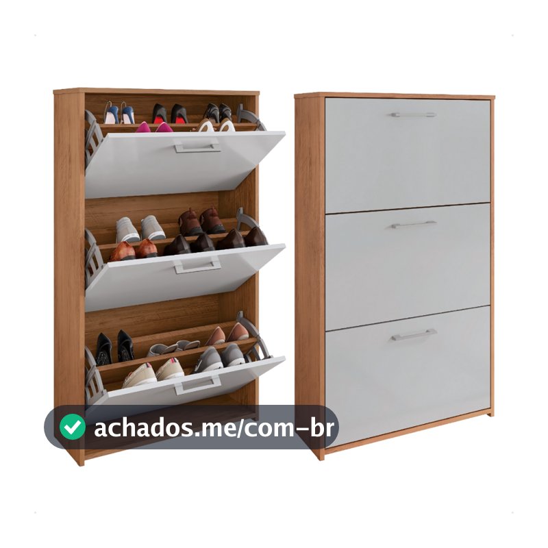 Sapateira com Portas Basculantes Vertical Armário para Quarto Sapato Sala Tênis Hall Entrada