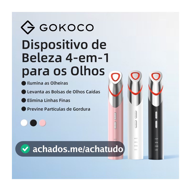 GOKOCO Massageador para Olhos 4 em 1 com EMS, LED, Compressa Quente e Vibração, Recarregável USB-C
