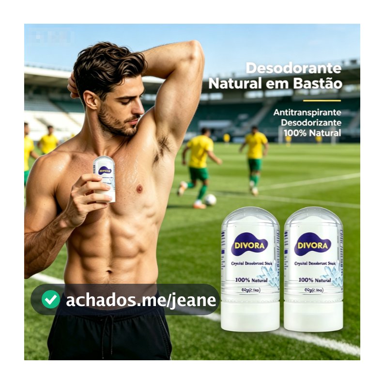 Desodorante em bastão de cristal Natural DIVORA 60g - sem alumínio, seco o dia todo, não pegajoso, proteção 24 horas