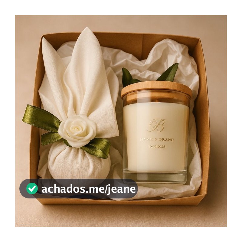 5 Kits Convite Madrinha & Padrinho | Mimo Aromático com Vela e Sachê na Caixa MDF