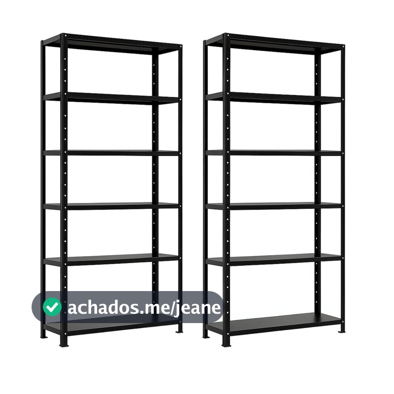 Kit 2 Prateleira Estante Armário Aço 6 Bandejas 90cm Preto Romero