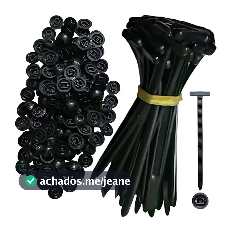 Kit 100/50/20 Abraçadeira Nylon Enforca Gato com Trava e fivela tipo T Automotivo Para Choque Para Lama Universal