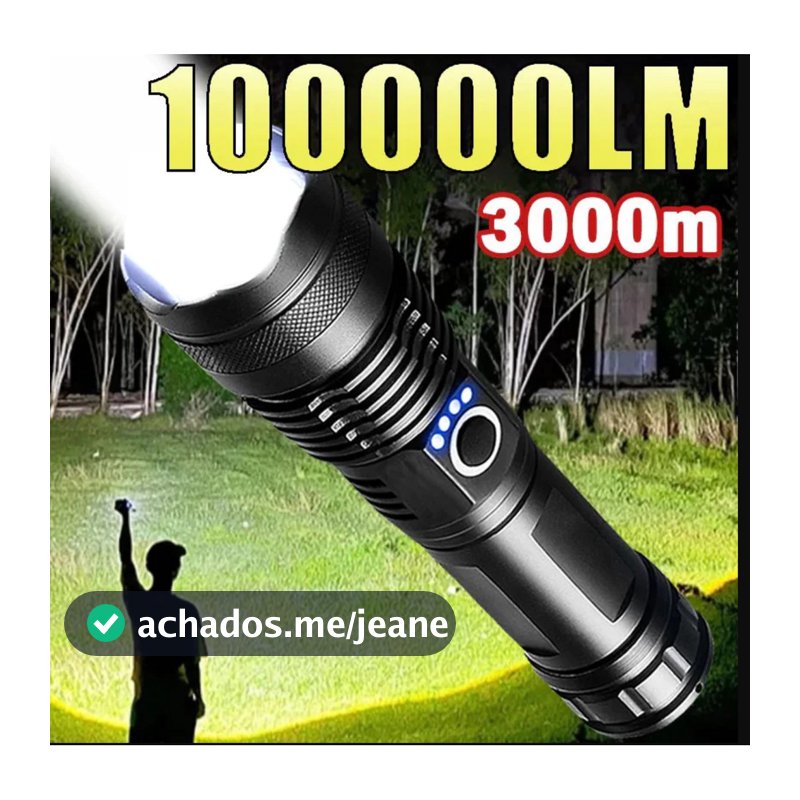 Lanterna Super Potente T9 P50 Tática Mais Forte Do Mundo Potente Sitio Fazenda Acampamento Camping Segurança