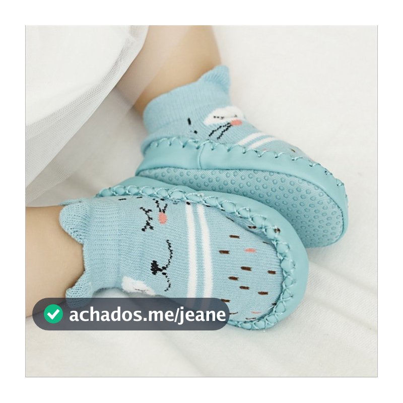 Meia Com Sola De Borracha Para Bebê / Recém-Nascido / Outono / Inverno / Meia Antiderrapante Com Sola Flexível