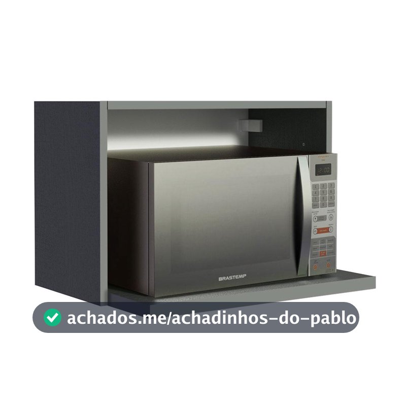 Armário Aéreo Madesa 60 cm com Nicho para Microondas e Forno Elétrico Cinza Nice Madesa