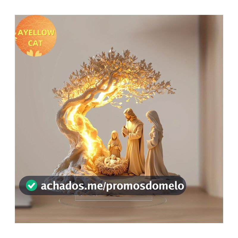 AYellowcat 2D Acrílico Plano Presépio Ornamento Decoração De Mesa De Natal BR