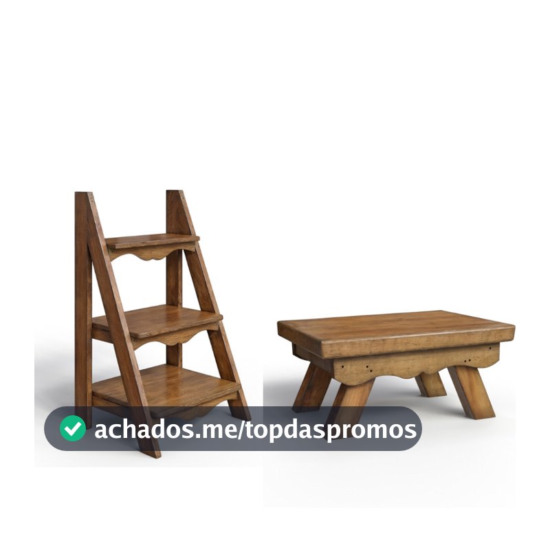 Kit Escada E Banquinho Porta Doces Mesa Decoração Em Madeira Para Festa Eventos