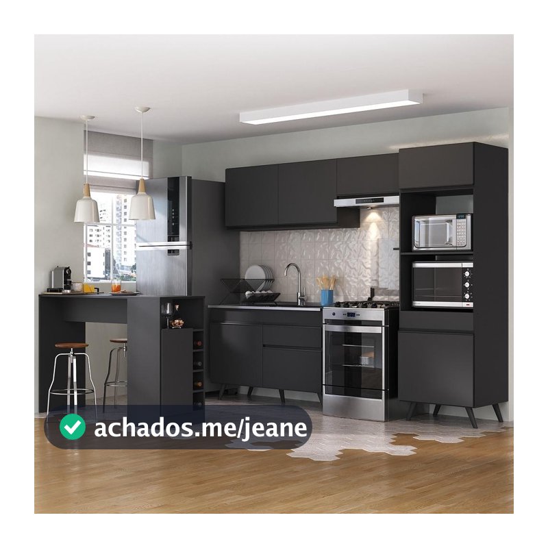 Armário de Cozinha com Bancada/Mesa Gourmet Veneza Multimóveis MP2174