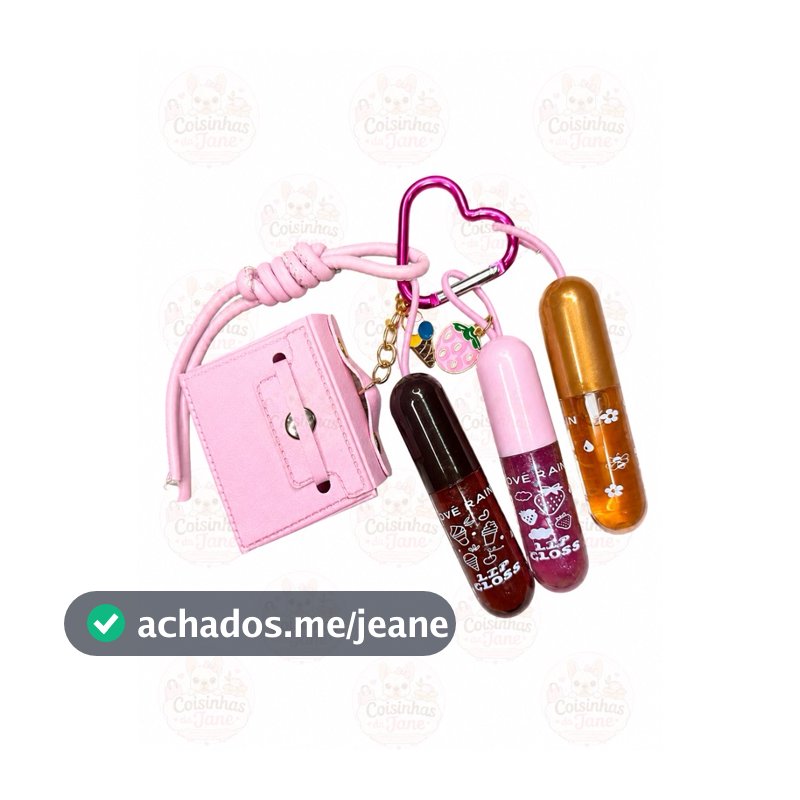 Chaveiro Porta Gloss 3 em 1 com Mini Carteira | Lip Gloss para meninas | Acessório para Bolsa
