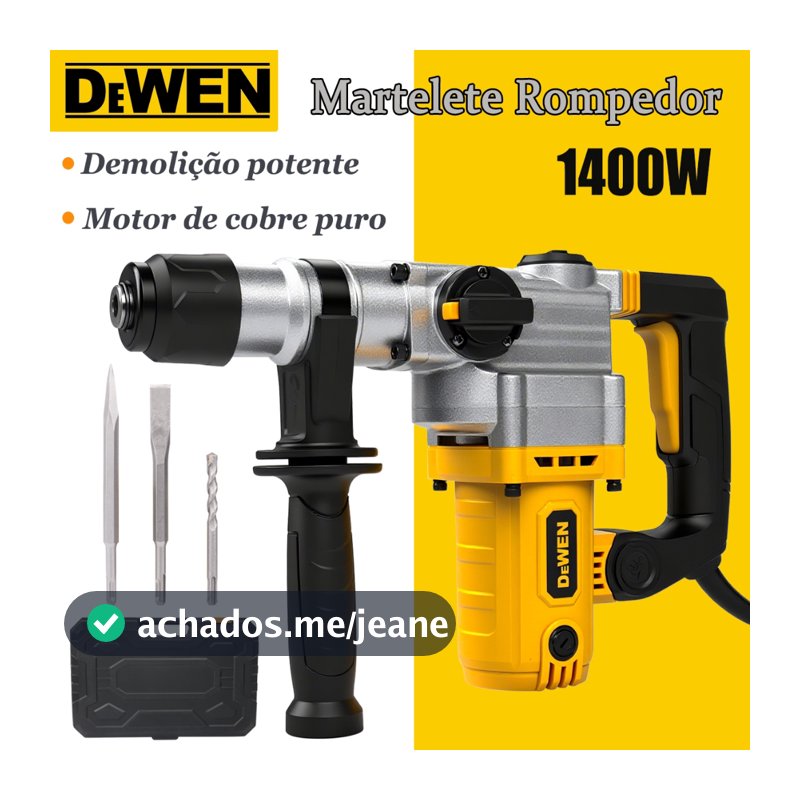 Martelete Rompedor 1400W Com Furar e Talhadeira 3 em 1 Martelo /Picareta Elétrica,Industrial Destruidor de Concreto