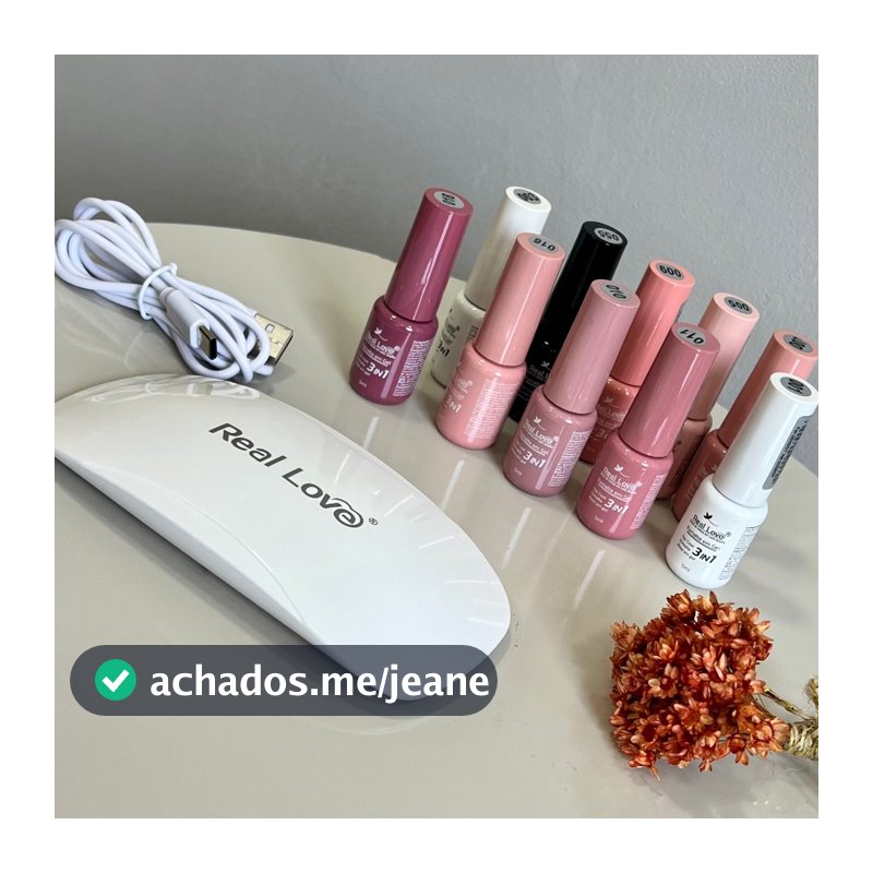 Kit Esmalte em Gel 3 em 1 + Mini Cabine Real Love 5 ml
