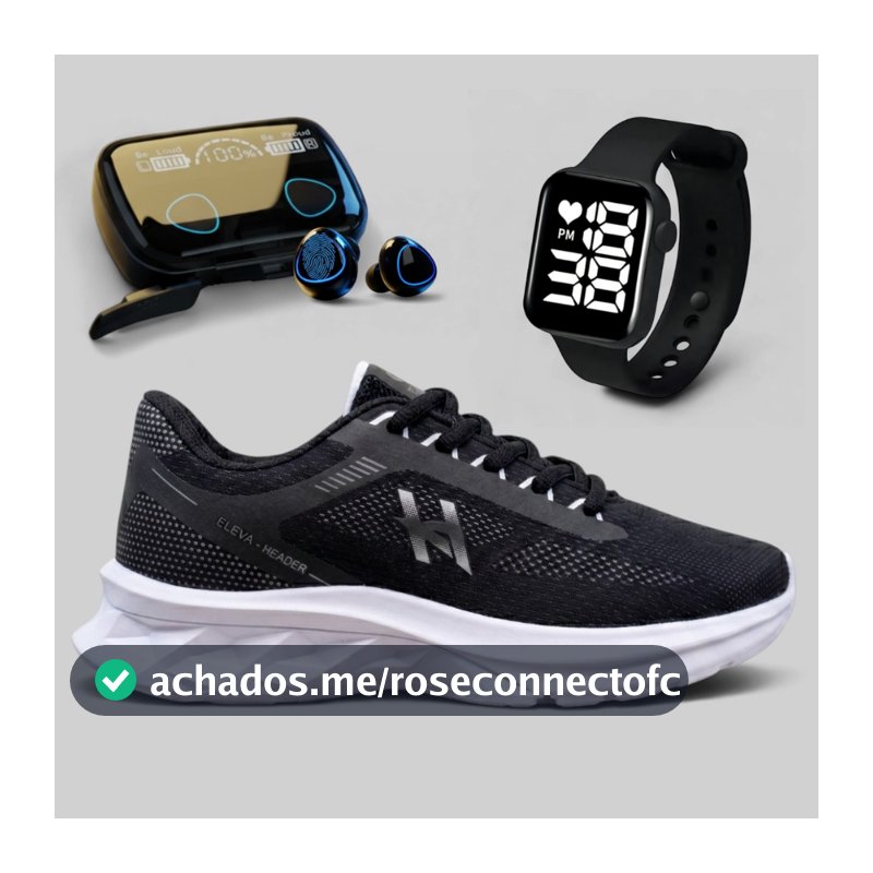Kit Tênis Esportivo Masculino Academia + Fone + Relógio Corrida Promoção Presente Envio Imediato