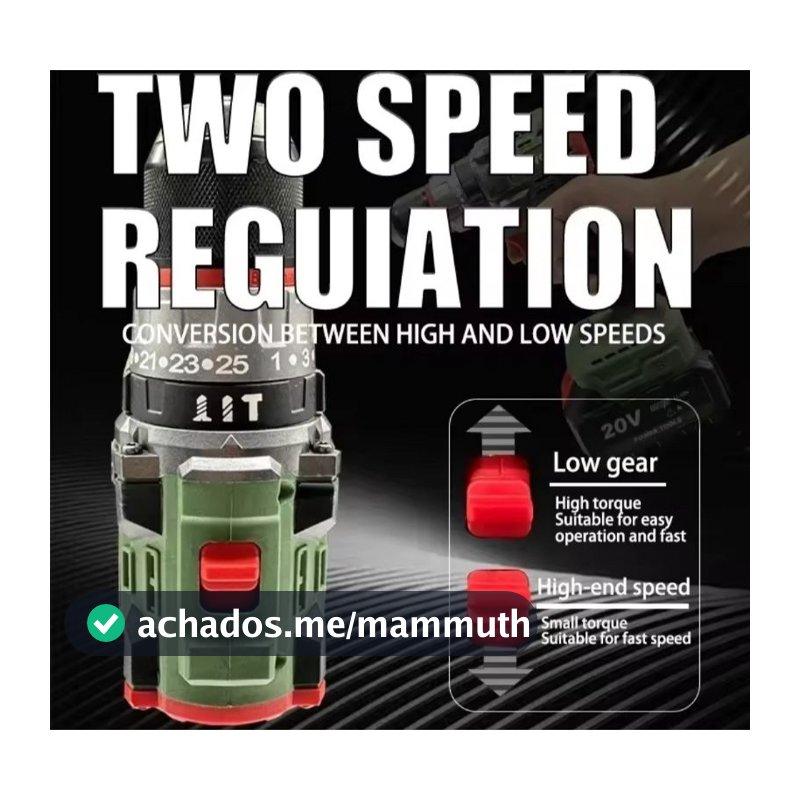 Parafusadeira Furadeira a bateria LYUWO com velocidade baixa  510rpm e velocidade alta 1700 rpm