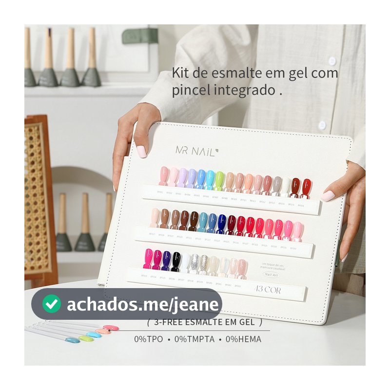 Kit 43 Cores Esmalte em Gel MR Nail com Pincel + Cartela de Cores 3-Free Vegano