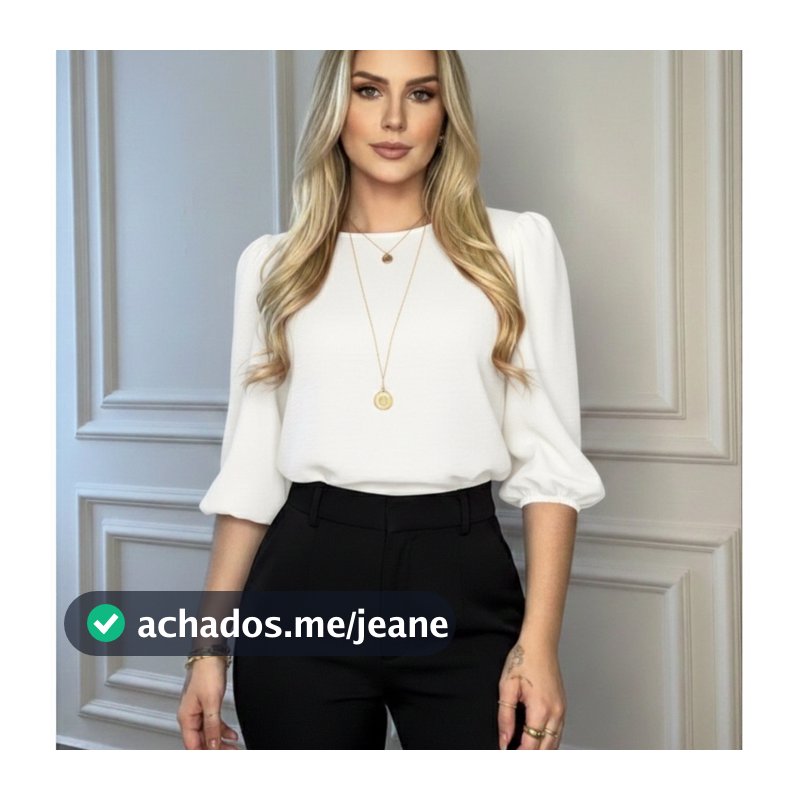 Blusa Feminina Social Alfaiataria Crepe Manga 3/4 Princesa Básica Elegante Tamires