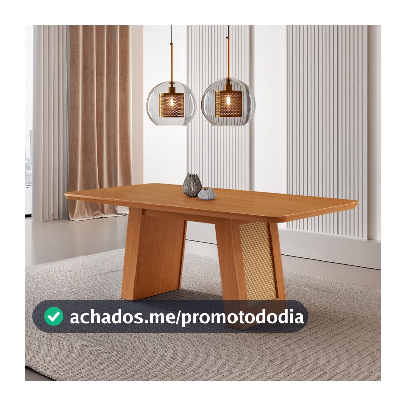 Mesa de Jantar Carolina 180cm Tampo Mdf Canto Copo Moderna Mobília