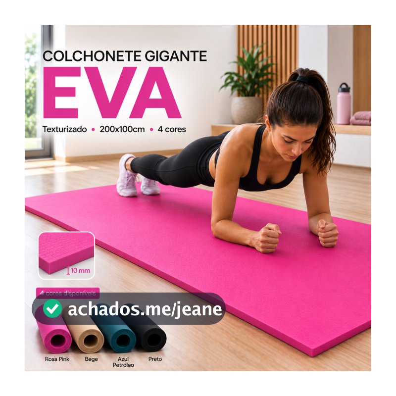 Colchonete EVA Grande 200x100cm 10mm Proteção Antiderrapante Impermeável Exercício Yoga Pilates