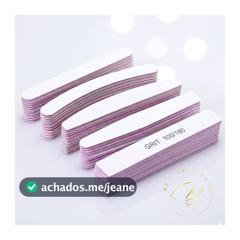 Lixa Profissional  UNIDADE Gramatura 100/180 Unha Gel Acrílico Formatos Caixão Quadrada Reta 1 Unidade