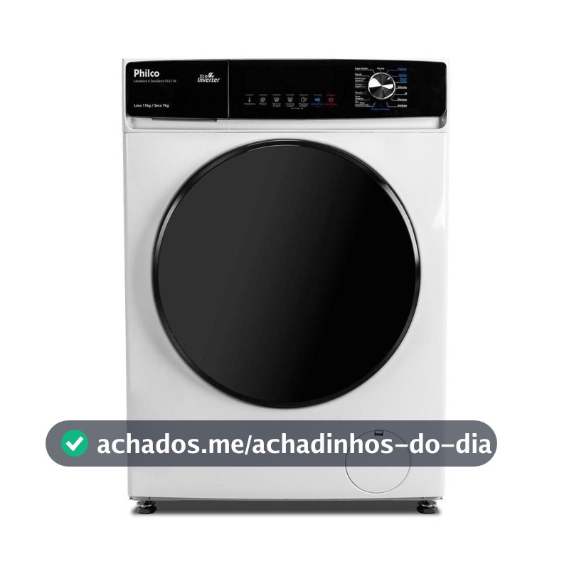 Lava E Seca Philco 11Kg PLS11A Eco Invertplus 16 Programas Lavagem Branca 127V
