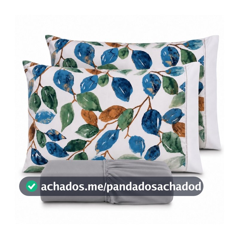 Kit Lençol Fronha Estampada Cama Solteiro Casal Queen King 400 fios Micropercal 03 Peças Ponto Palito