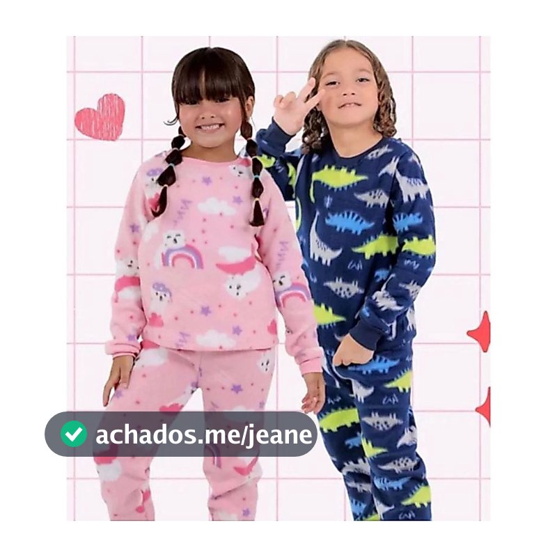 Conjunto pijama infantil de frio em soft para o inverno TAM. 1 ao 16