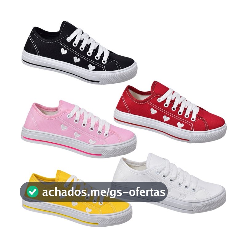 Tênis Sapatênis Casual Feminino Lançamento Detalhe Coração Moda Básico