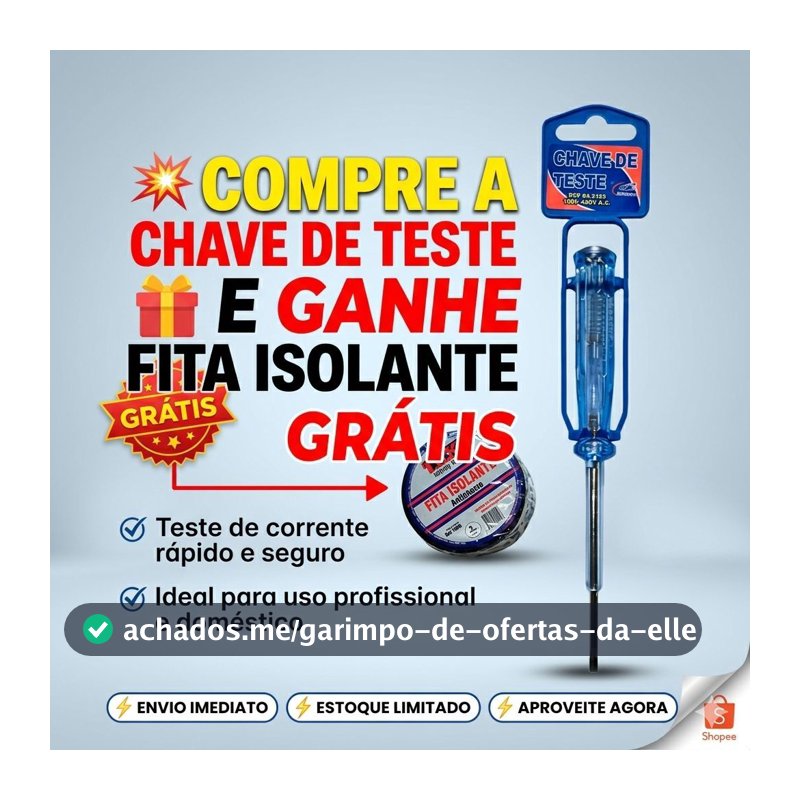 Chave Teste Energia100 A 500V 13cm Transparente Com Luz Indicativa Tensão Residência Comércio