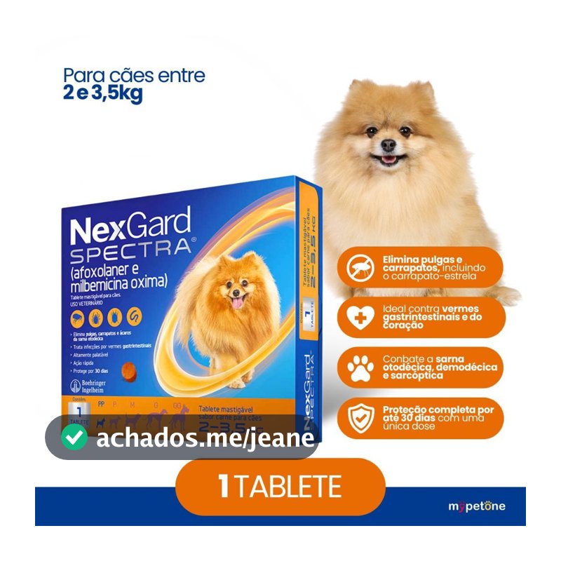 NexGard Spectra para Cães de 2 a 3,5 Kg - 1 Tablete