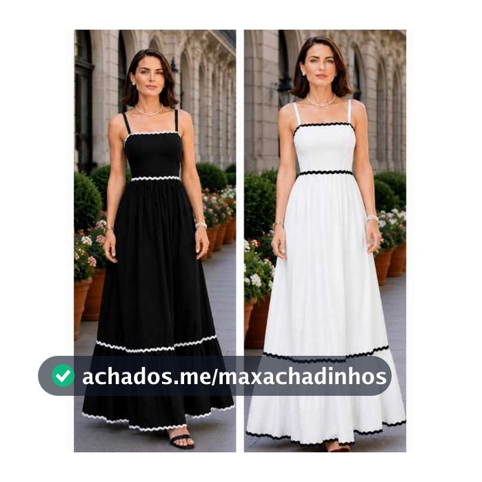 Vestido Longo Preto Feminino Tecido Viscolino | Alça Regulável | Costas com Lastex Elegante Verão