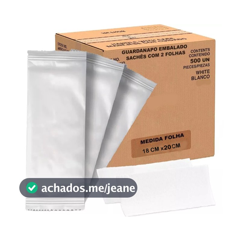 Guardanapo Sachê Liso 500 Sachês 18x20 Embalados 2 guardanapos Por Sachê Restaurante Delivery