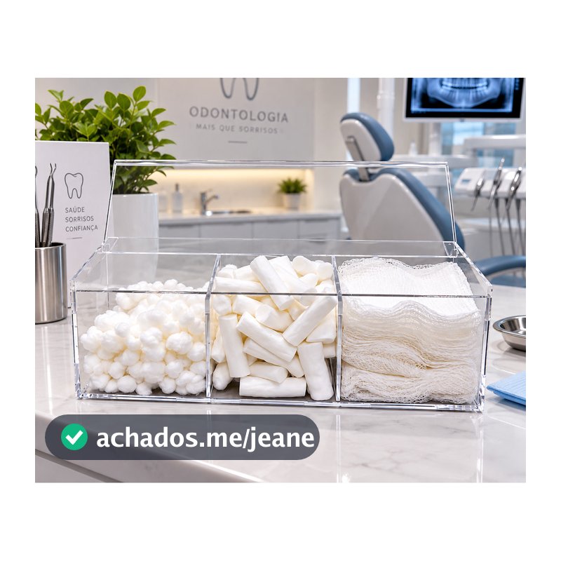 Porta Organizador  Odontológico Acrílico  – 3 4 5 Divisórias para Algodão, Gaze e Roletes |  Para Consultórios