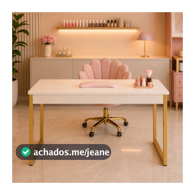 Mesa Reforçada para Manicure Nail Designer Dourada Cobre Industrial