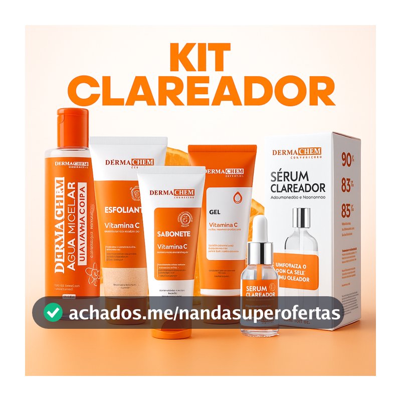 Kit Skin Care Clareador Facial Completo Vitamina C para Manchas, Melasma e Anti-idade