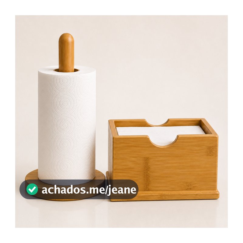 Porta Papel Toalha Suporte bambu Porta Guardanapo bambu Bancada