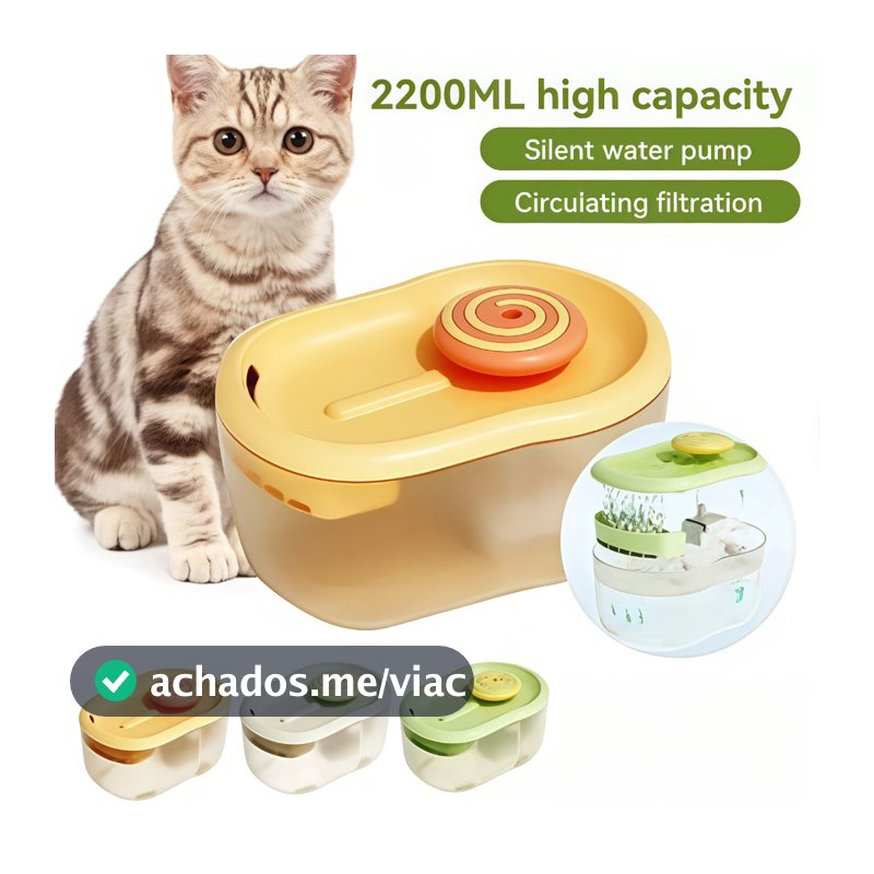 Bebedouro Automático para Gatos 2,2L - Ultra Silencioso com Filtro e Luz UV -Z1