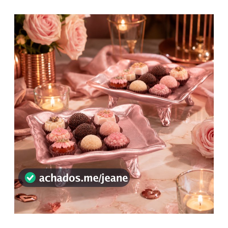2 Bandeja Quadrada Frisada Com Pé Cerâmica 20x20 Decoração Festas Aniversários Eventos Enfeite Cores