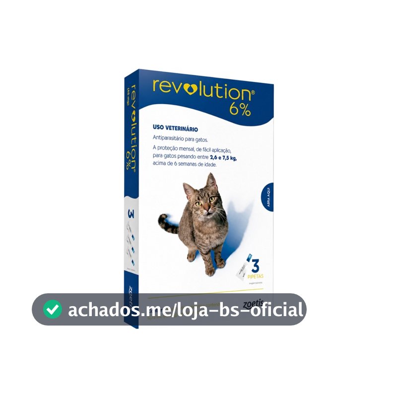 Antipulgas Revolution Gatos 2,6kg A 7,5kg - 3 Pipetas