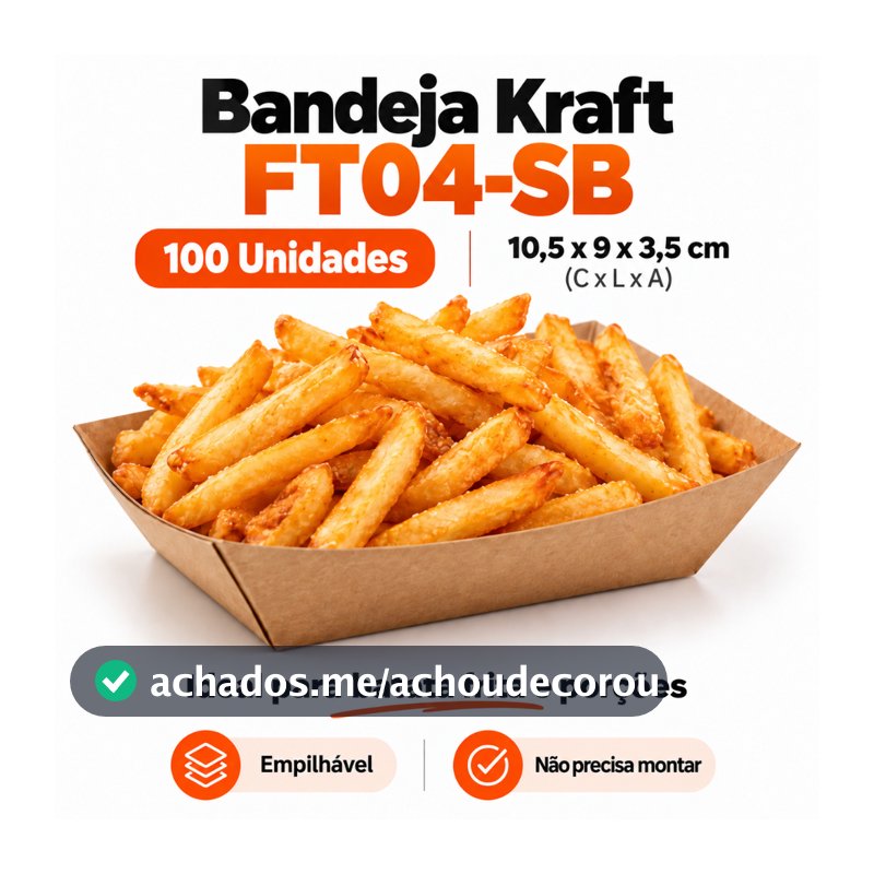 100 Bandejas Barquinha Barca Canoa Descartável Kraft 10,5x9x3,5 cm (M) – Porções, Petiscos e Festas