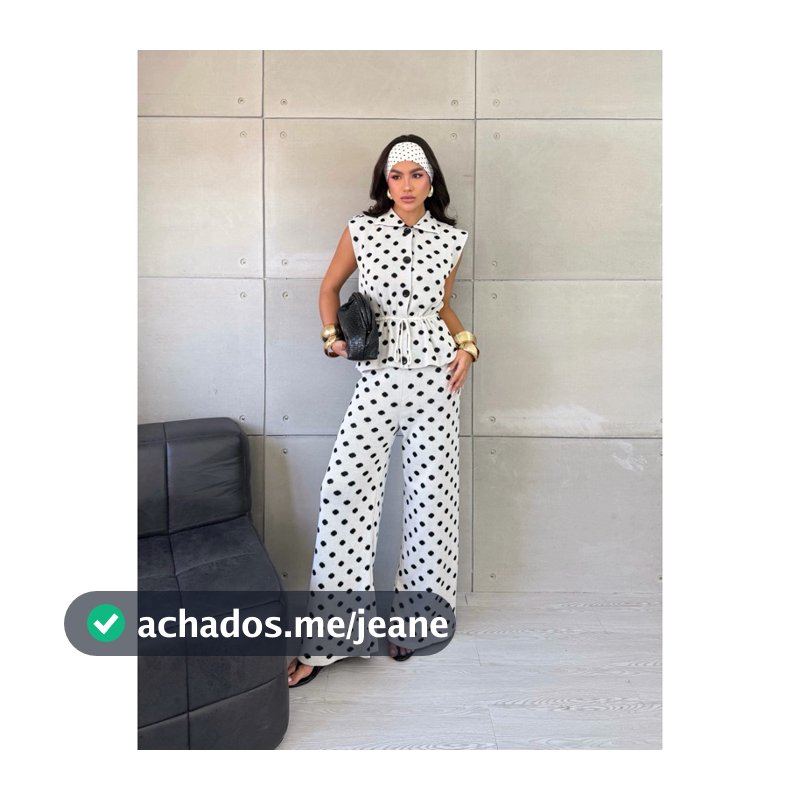 Conjunto Femino Poá em Tricot Fashion Tendência Verão 2026