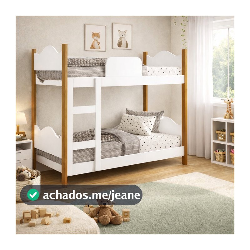 Beliche Infantil Branca com Proteção e Escada Quarto Menina e Menino Seguro Compacto e Moderno