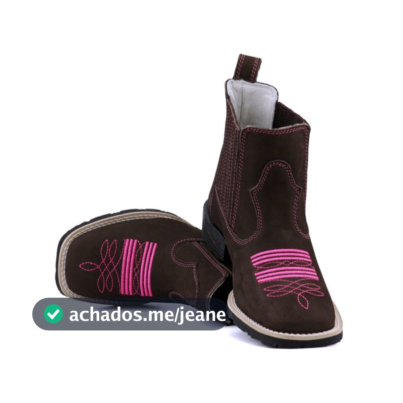 Botina Feminina Texana Bico Quadrado Couro Country Macia Confortável