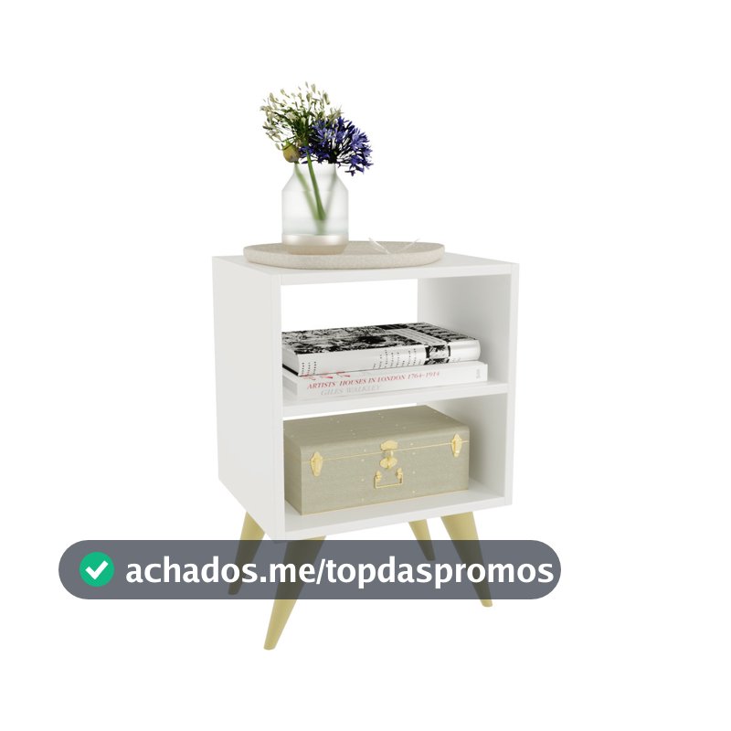 Mesa de Cabeceira Retrô Compacta com Nicho para Quarto Sala Casal ou Solteiro Palma