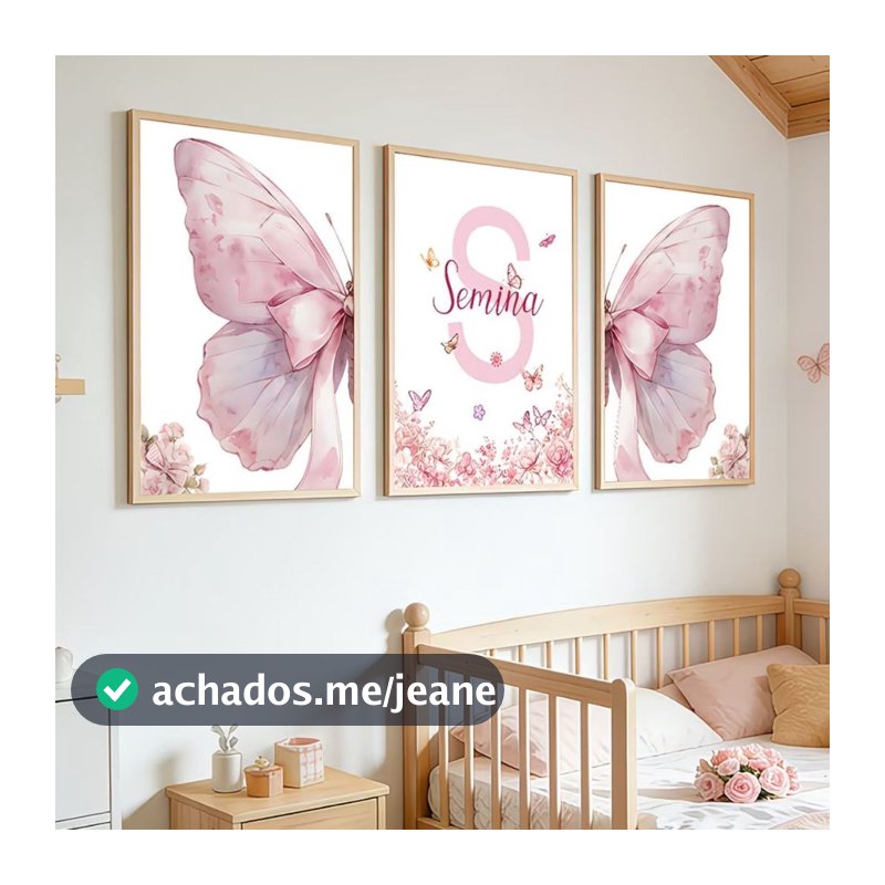 quadro decorativo infantil quarto menina borboletas personalizado