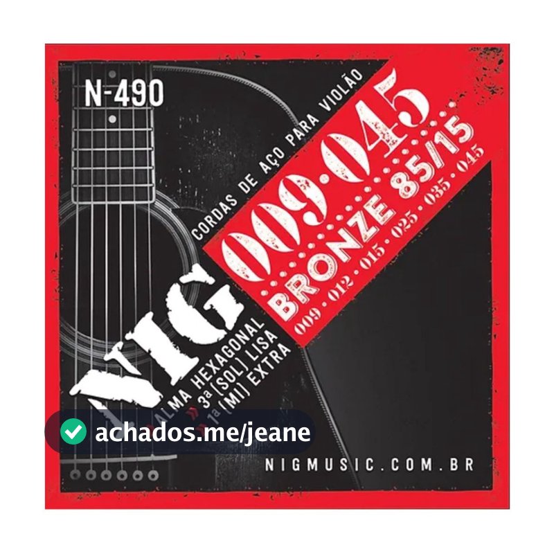 Encordoamento Cordas De Aço Violão Nig 09 045 Bronze N490