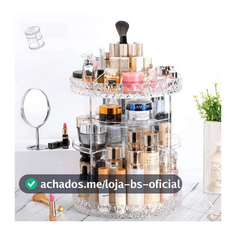 Organizador de maquiagem Acrílico  Giratório 360º Suporte Para Cosméticos