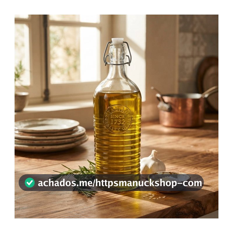 Garrafa de Vidro 1L com Tampa Hermética Lyor para Água Sucos e Bebidas Geladeira Cozinha Suco Chá Vitaminas Refresco Bar